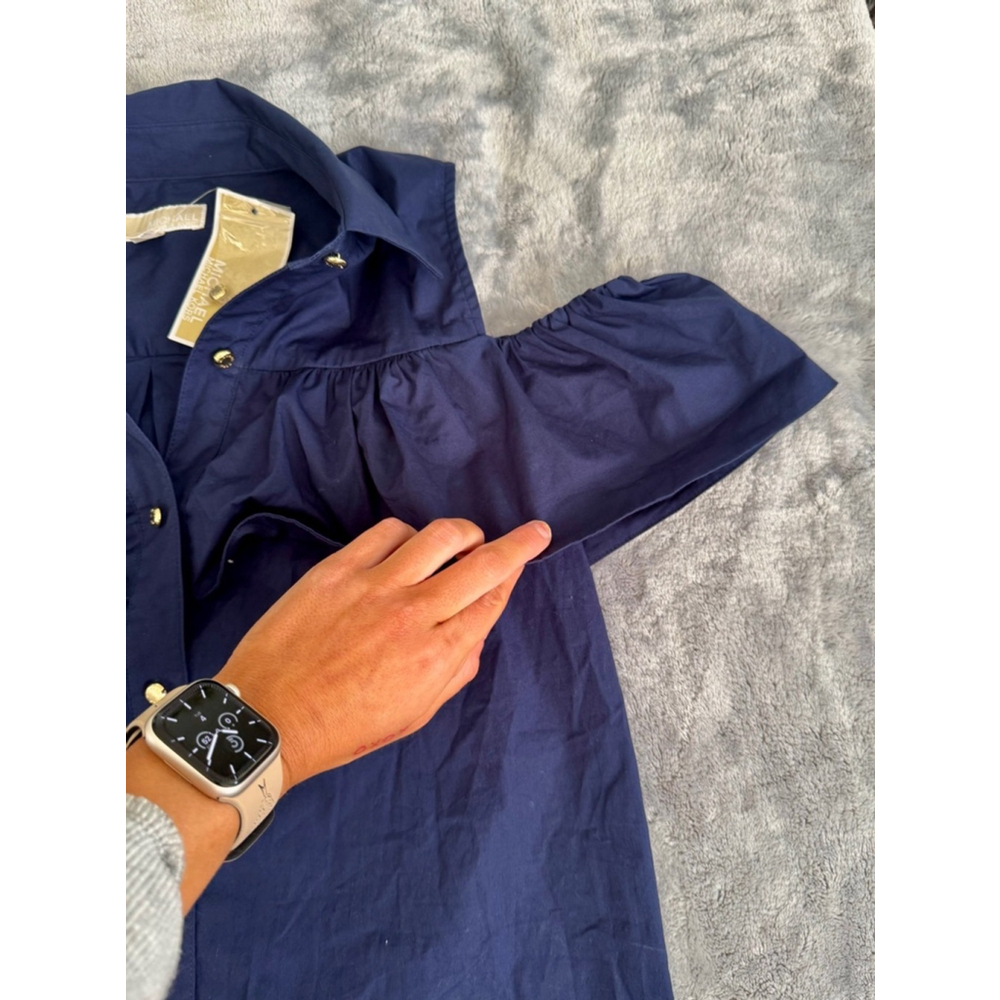 Michael Kors Brand New with Tags Small Cold Shoulder Ruffled Sleeve Blouse Navy - Picture 5 of 5